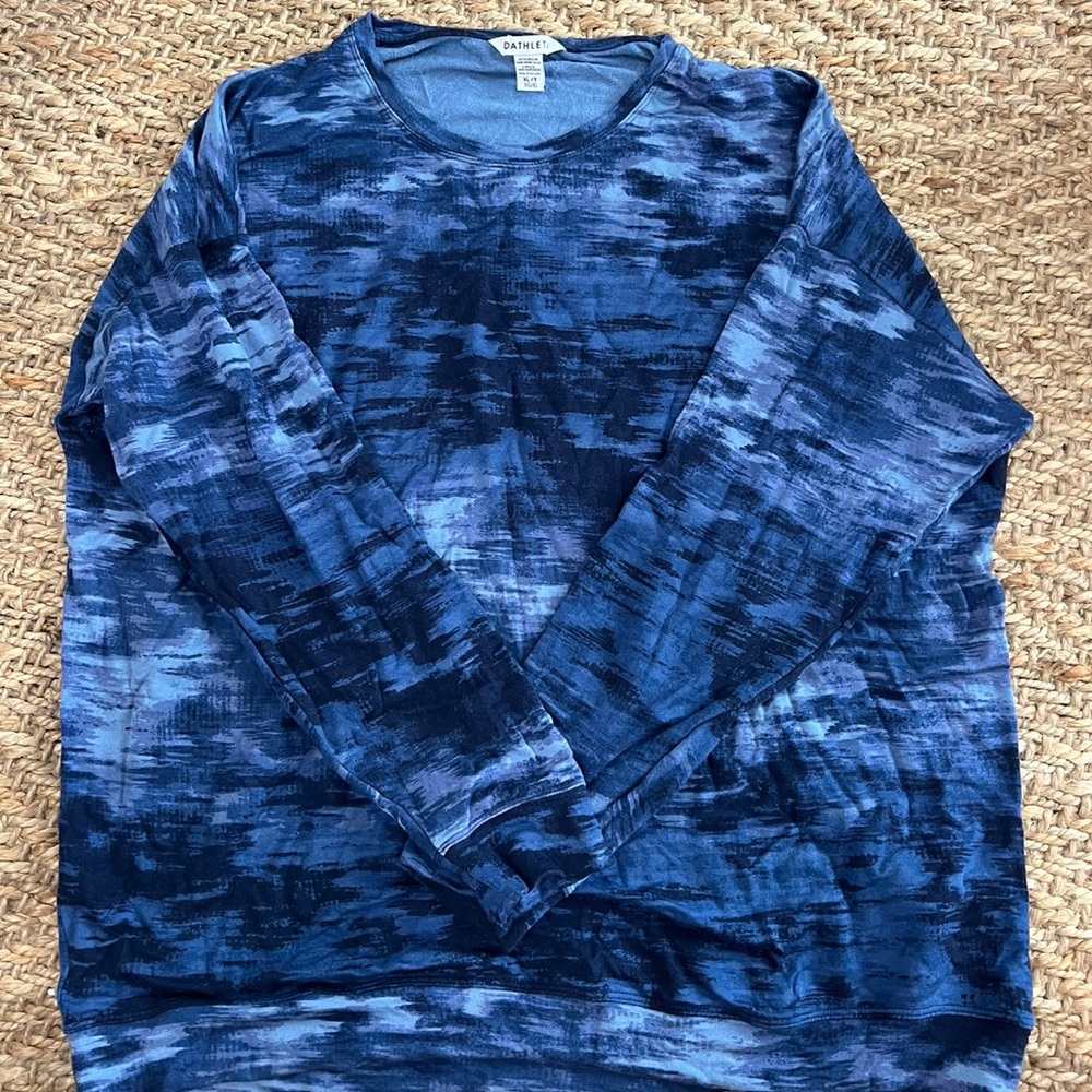 Athleta Blue Tie-Dye Sweatshirt Relaxed Fit